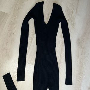Black ribbed jumpsuit